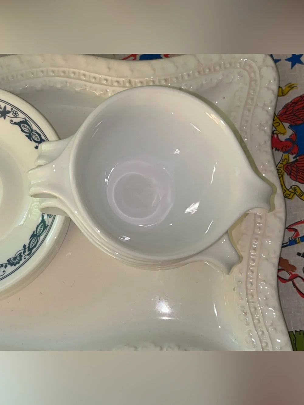 Vintage Corelle Old Town Blue Hook-Handle Cup and Saucer Set -set of 6
